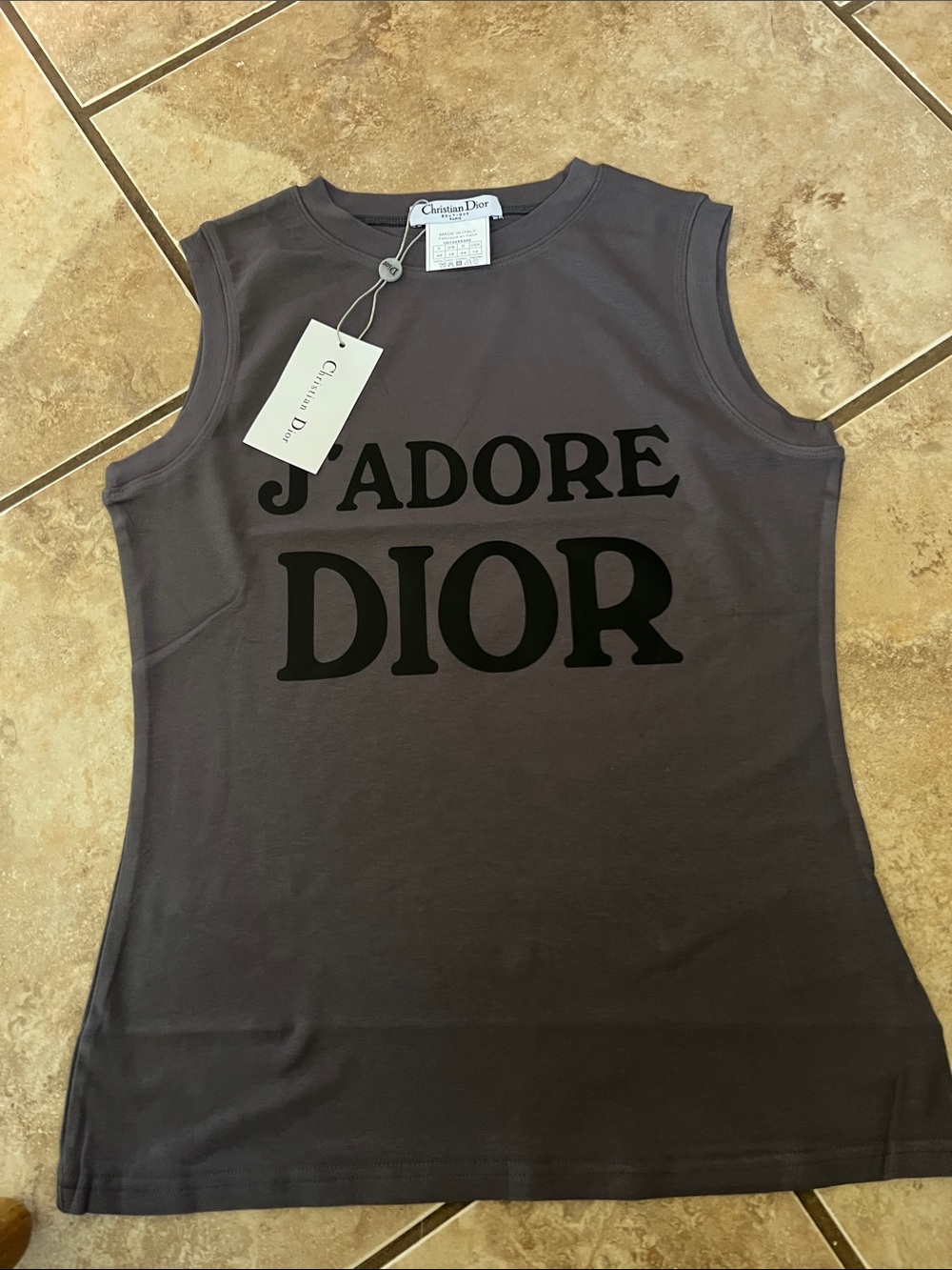Dior J'Adore DIOR Sleeveless Logo Tank - Gray made in Italy  EU46